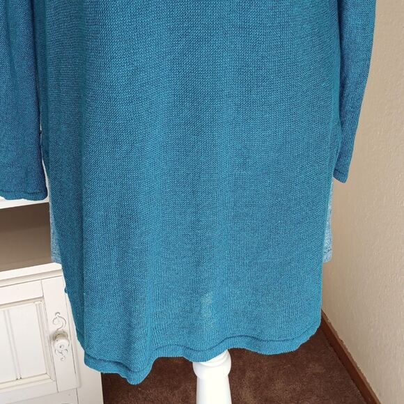 J. Jill Teal Open Cardigan Sweater. Loose Knit. Duster. Beachy - Picture 7 of 11